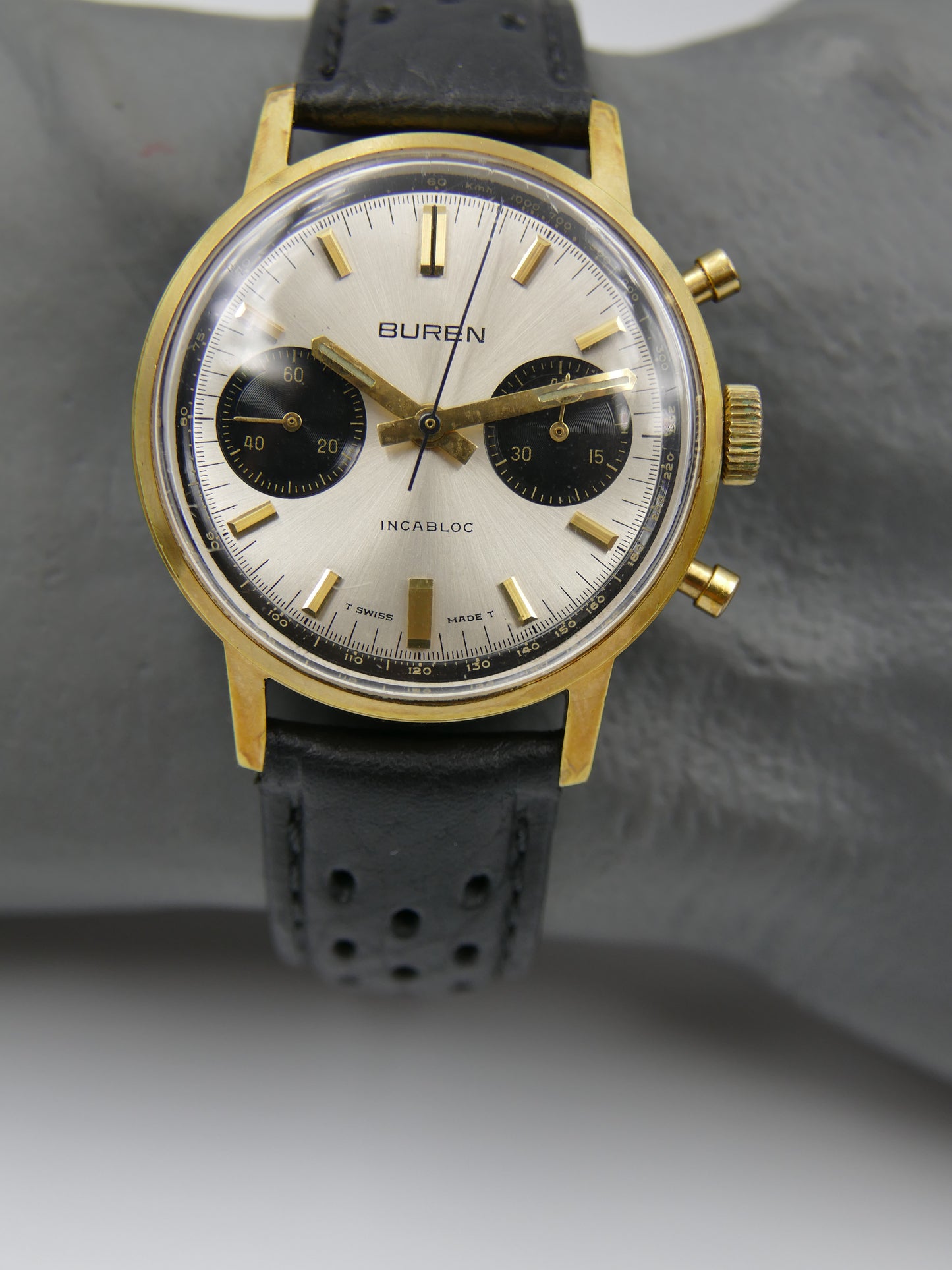 60s vintage watch mens Buren chronograph landeron 248 gold panda