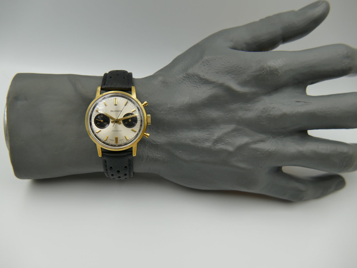 60s vintage watch mens Buren chronograph landeron 248 gold panda