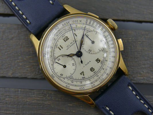 60s vintage watch mens Olma chronograph landeron 48 gold