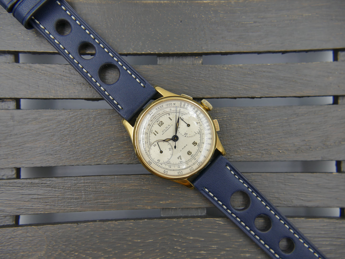 60s vintage watch mens Olma chronograph landeron 48 gold