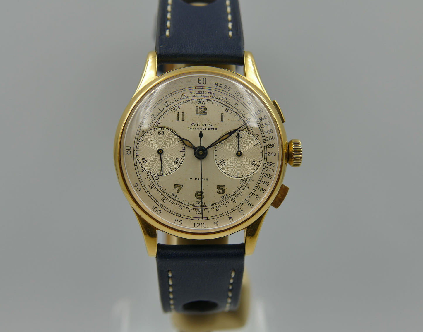 60s vintage watch mens Olma chronograph landeron 48 gold