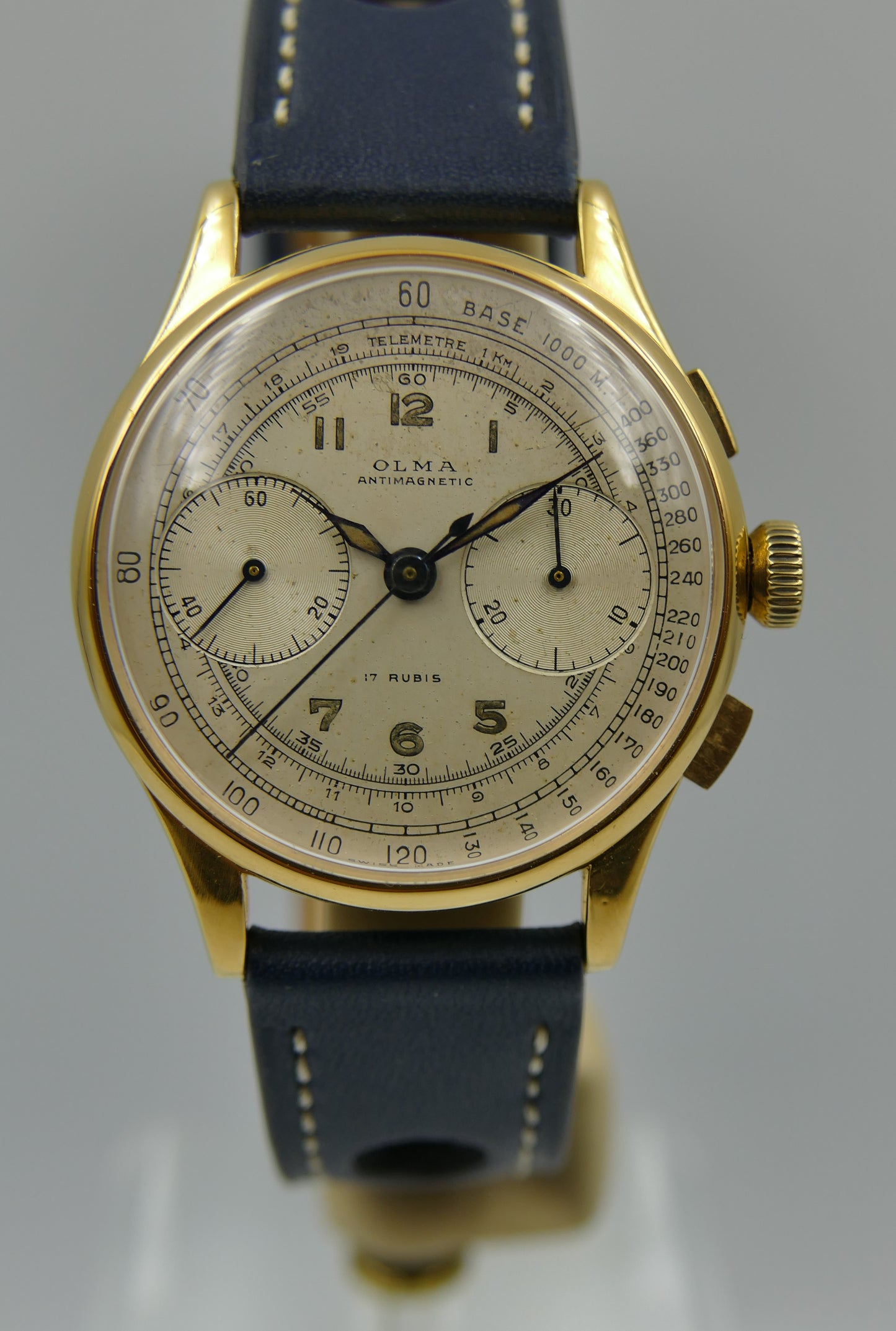 60s vintage watch mens Olma chronograph landeron 48 gold