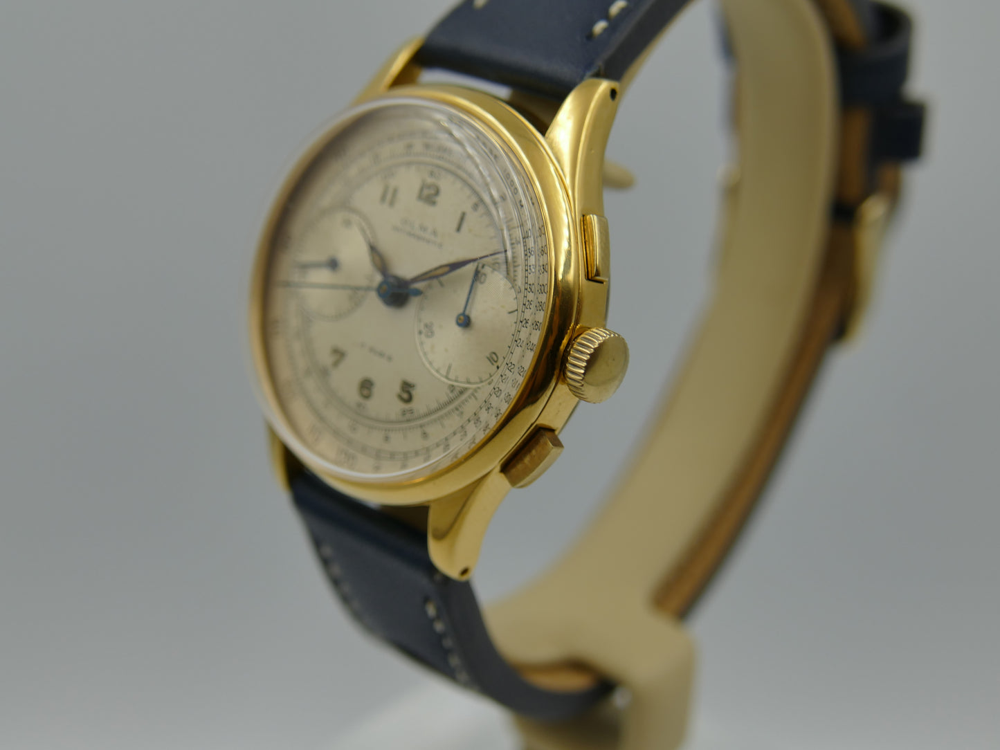 60s vintage watch mens Olma chronograph landeron 48 gold
