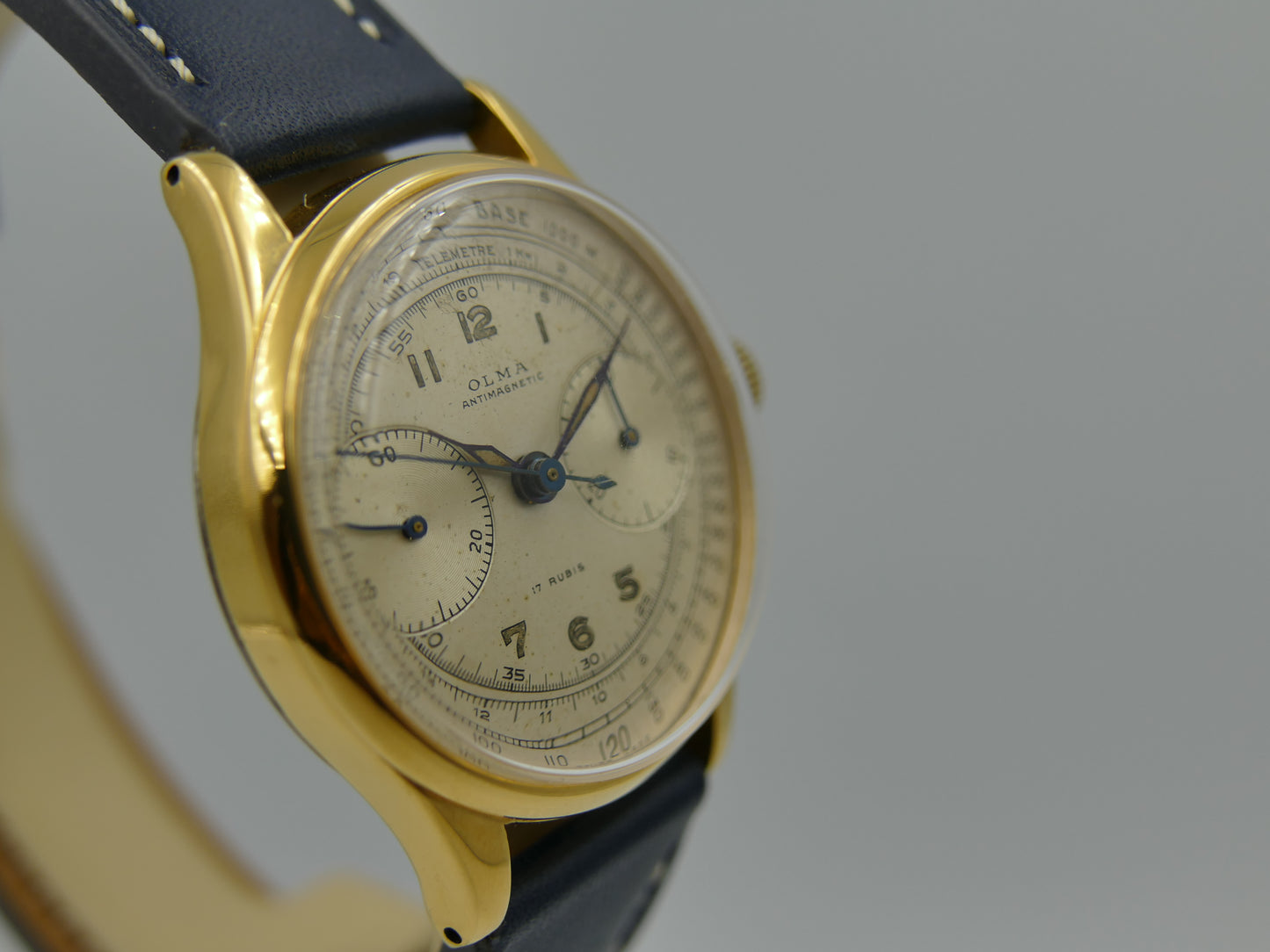 60s vintage watch mens Olma chronograph landeron 48 gold