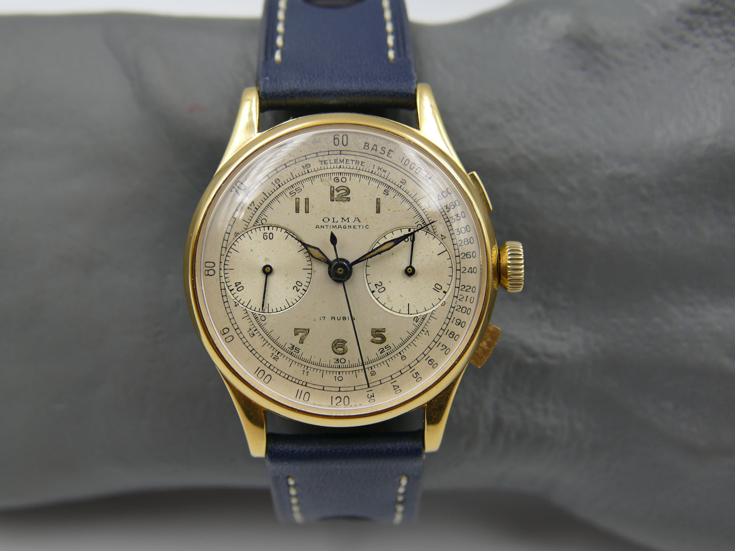 60s vintage watch mens Olma chronograph landeron 48 gold