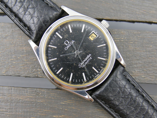 70s vintage watch mens Omega seamaster ref. 196.0190 quartz cal. 1342 black