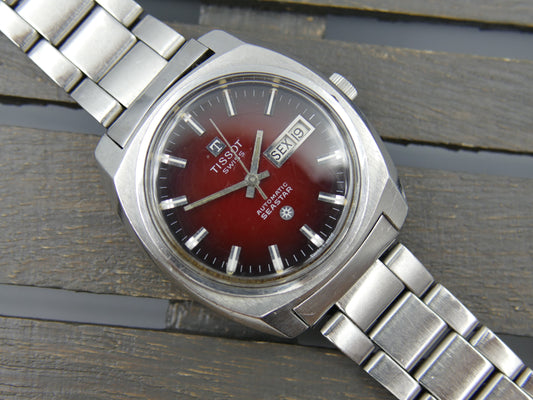 70s vintage watch mens Tissot Seastar ref. 46666-1x automatic 2571 burgundy