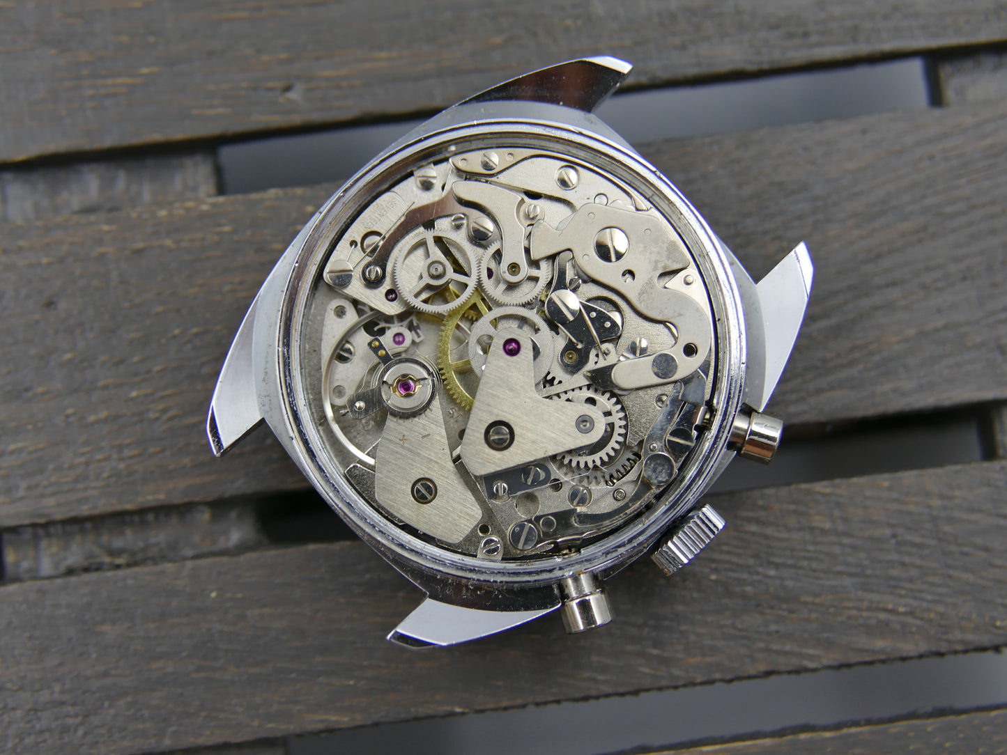 70s vintage watch mens chronograph BWC ref. 954012 valjoux 7733 mint