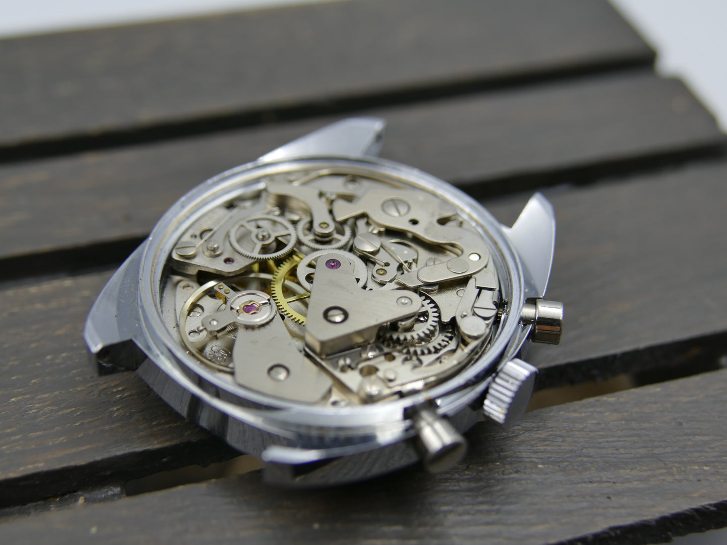 70s vintage watch mens chronograph BWC ref. 954012 valjoux 7733 mint