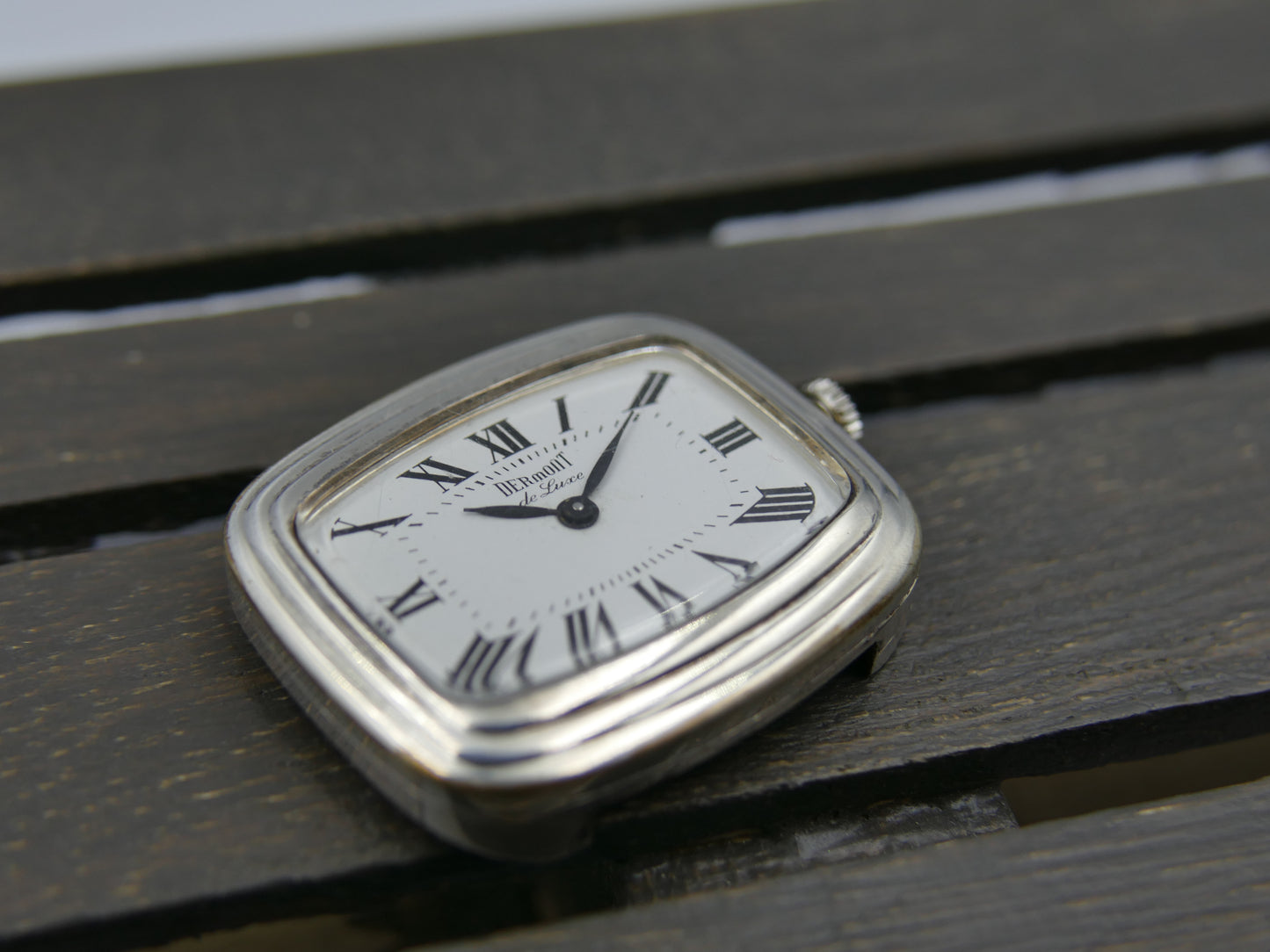 70s vintage watch mens Dermont de luxe hand wind ETA 2512 silver 0.800 serviced