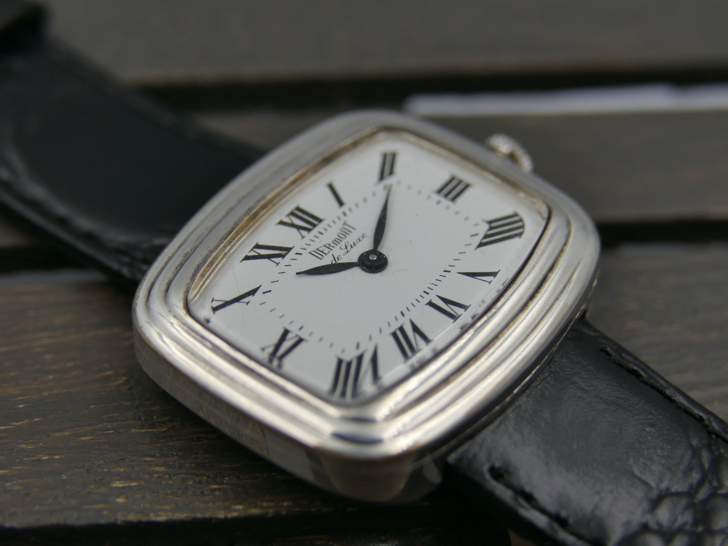 70s vintage watch mens Dermont de luxe hand wind ETA 2512 silver 0.800 serviced