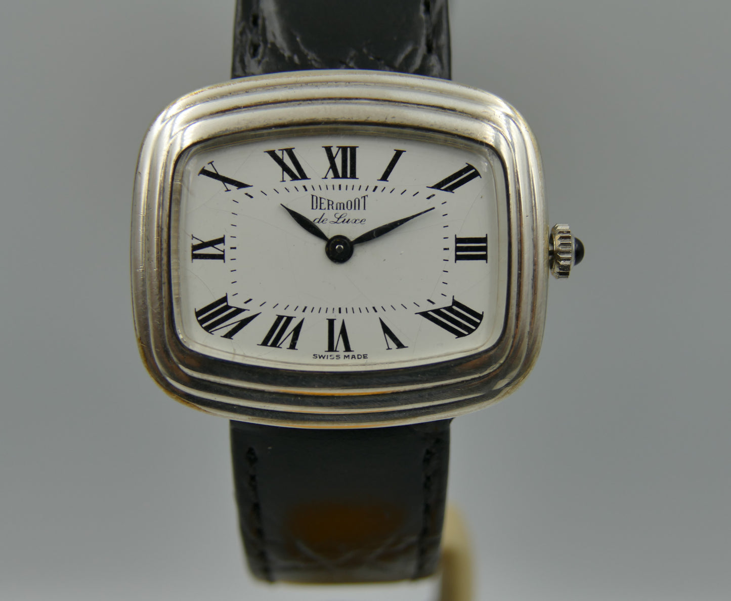70s vintage watch mens Dermont de luxe hand wind ETA 2512 silver 0.800 serviced