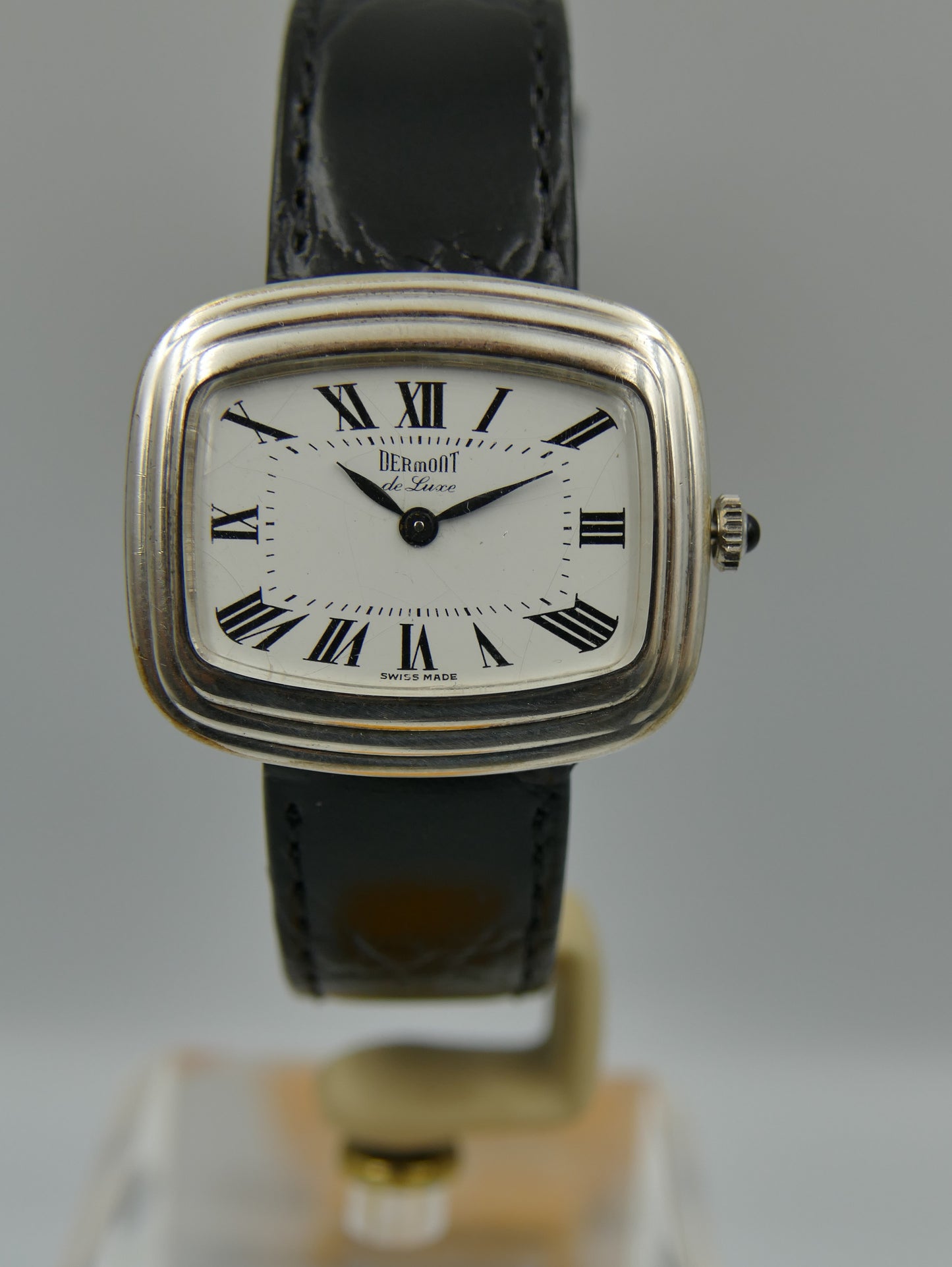 70s vintage watch mens Dermont de luxe hand wind ETA 2512 silver 0.800 serviced