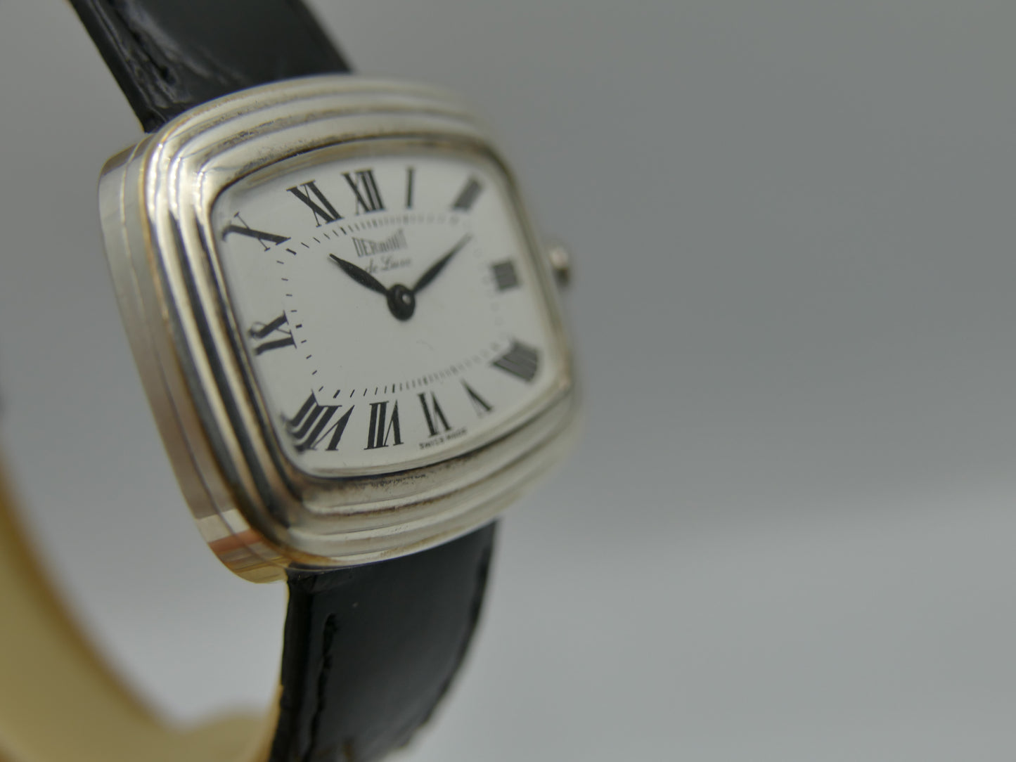 70s vintage watch mens Dermont de luxe hand wind ETA 2512 silver 0.800 serviced