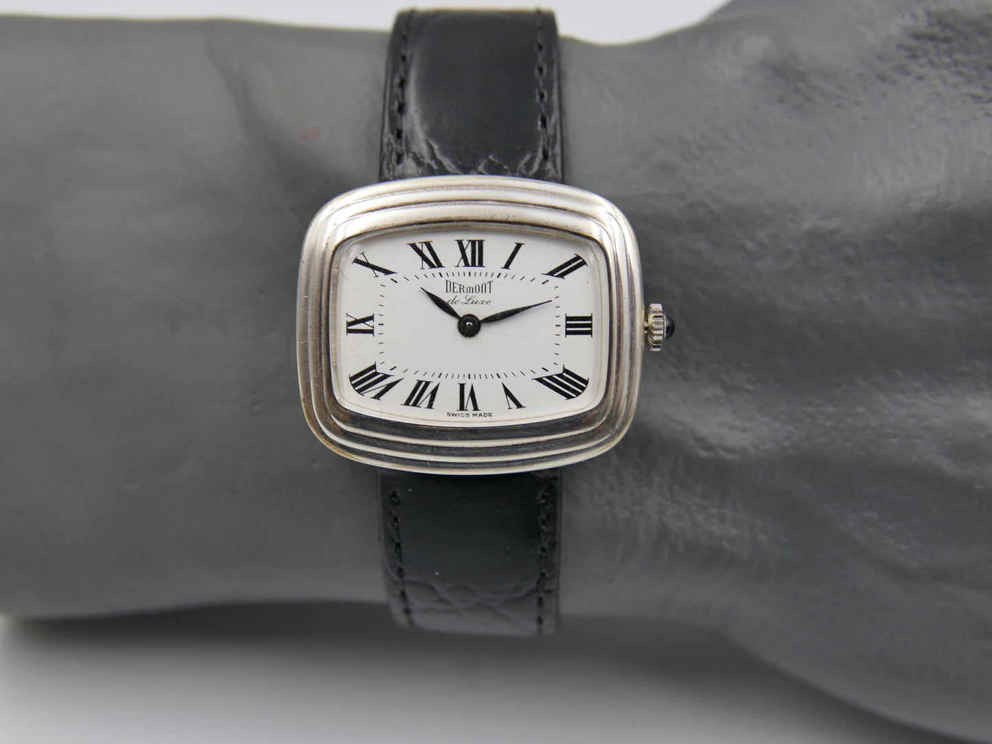 70s vintage watch mens Dermont de luxe hand wind ETA 2512 silver 0.800 serviced
