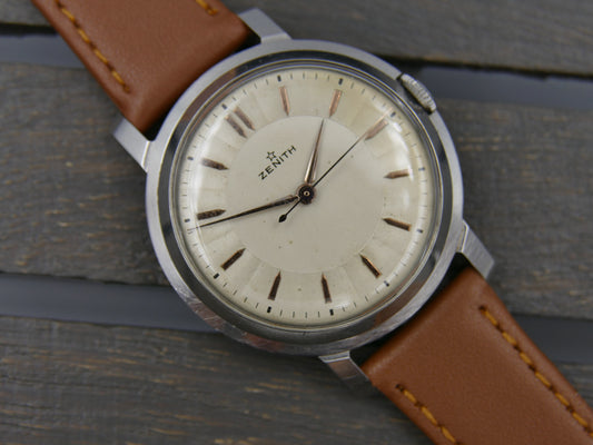 50s vintage watch mens Zenith hand wind  cal. 106-50-5 steel
