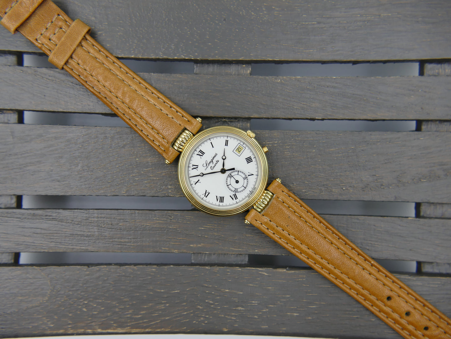 80s vintage watch mens Longines 150th Anniversary edition quartz chronograph monopusher mint