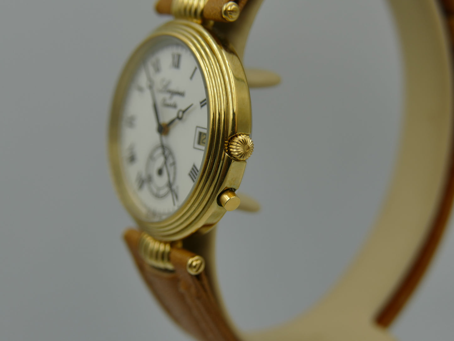 80s vintage watch mens Longines 150th Anniversary edition quartz chronograph monopusher mint