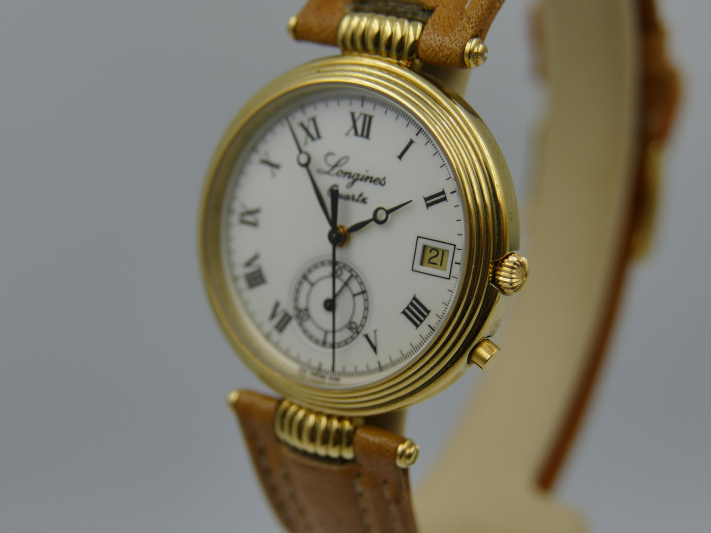 80s vintage watch mens Longines 150th Anniversary edition quartz chronograph monopusher mint