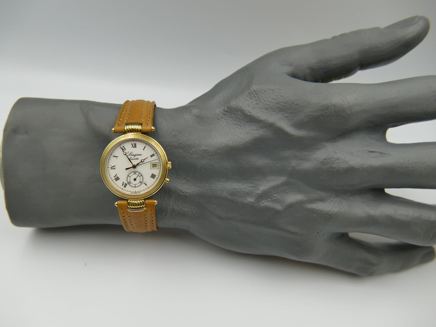 80s vintage watch mens Longines 150th Anniversary edition quartz chronograph monopusher mint