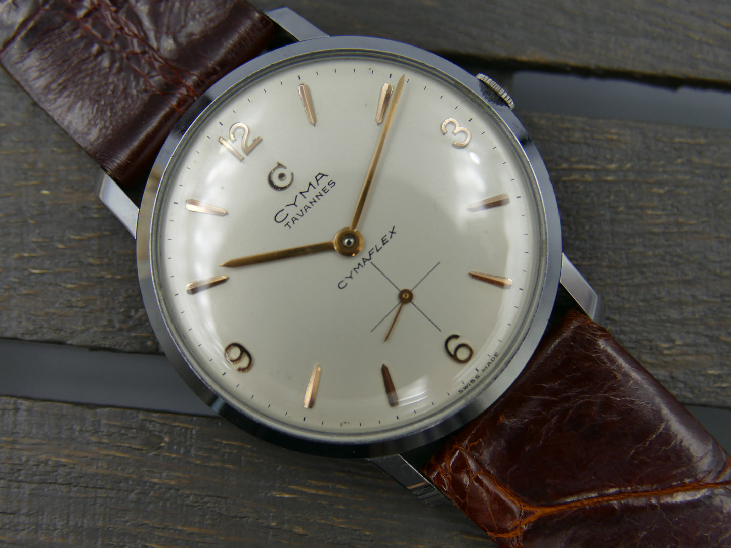 50s vintage Cyma Tavannes Cymaflex hand wind R.458 NOS new old stock