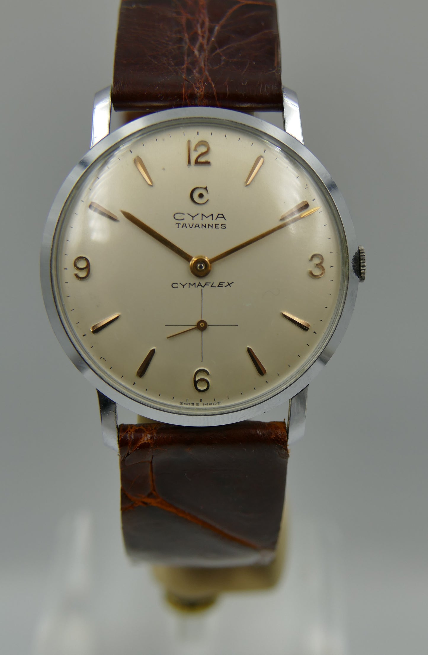 50s vintage Cyma Tavannes Cymaflex hand wind R.458 NOS new old stock
