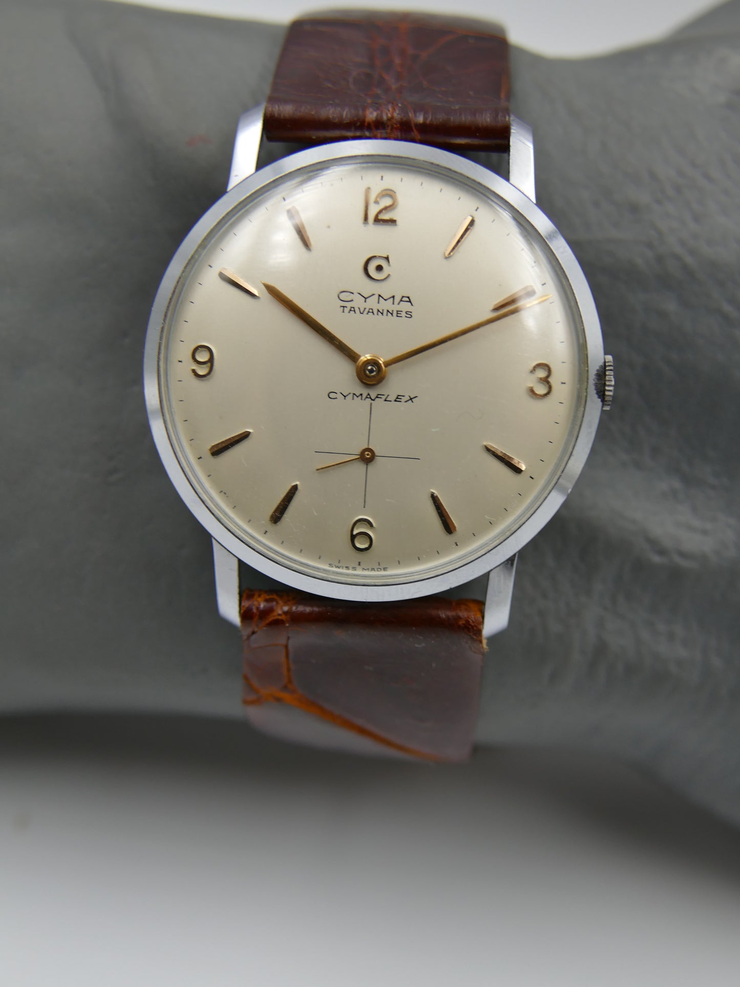 50s vintage Cyma Tavannes Cymaflex hand wind R.458 NOS new old stock