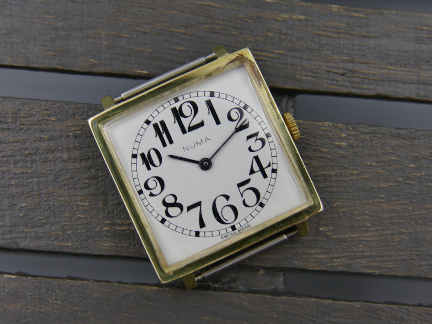 60s vintage watch mens NUMA hand wind FHF 63 square serviced