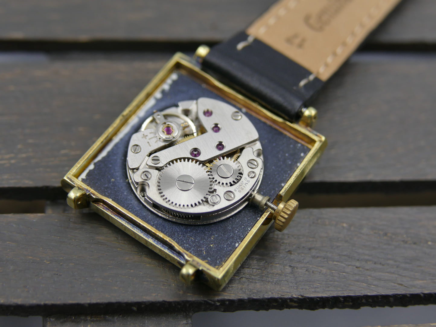 60s vintage watch mens NUMA hand wind FHF 63 square serviced