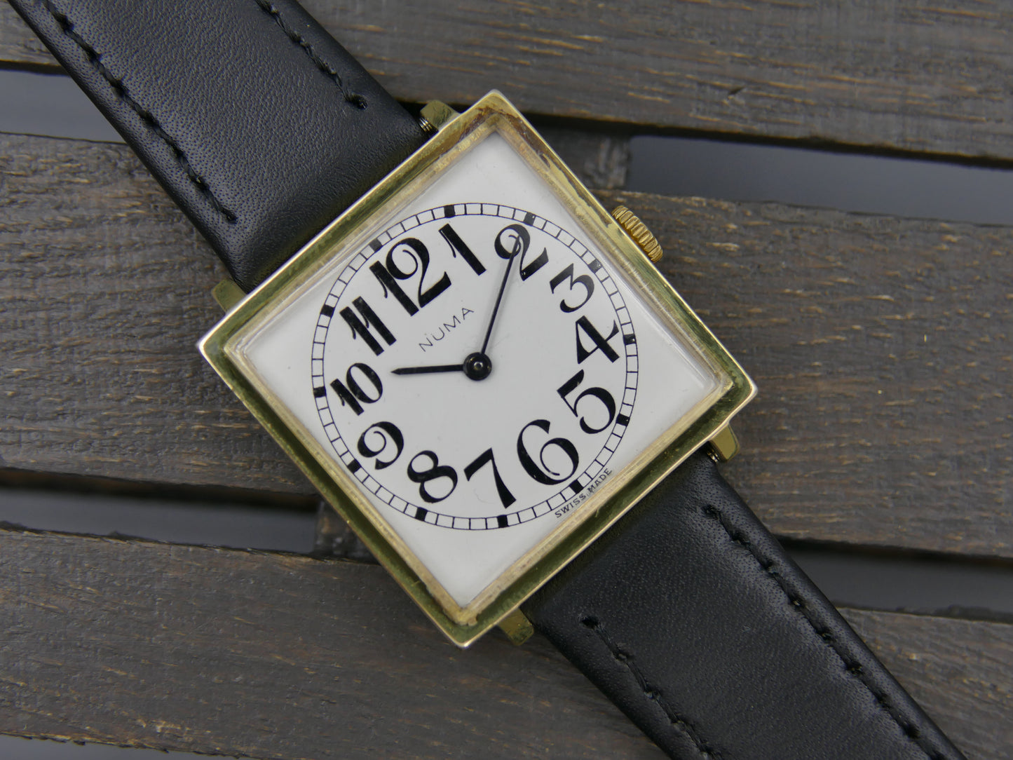 60s vintage watch mens NUMA hand wind FHF 63 square serviced