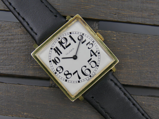 60s vintage watch mens NUMA hand wind FHF 63 square serviced