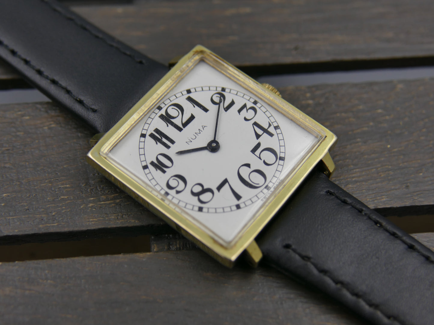 60s vintage watch mens NUMA hand wind FHF 63 square serviced