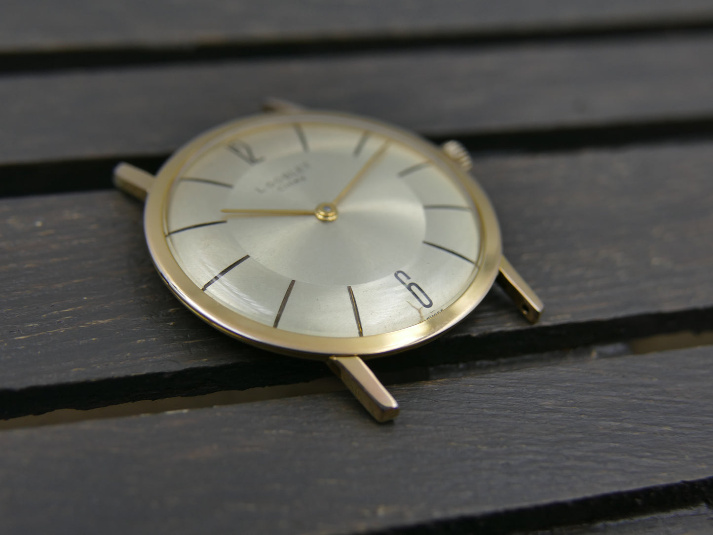 80s vintage watch mens L. Goblet Ciney hand wind Peseux 7001 ultra thin serviced