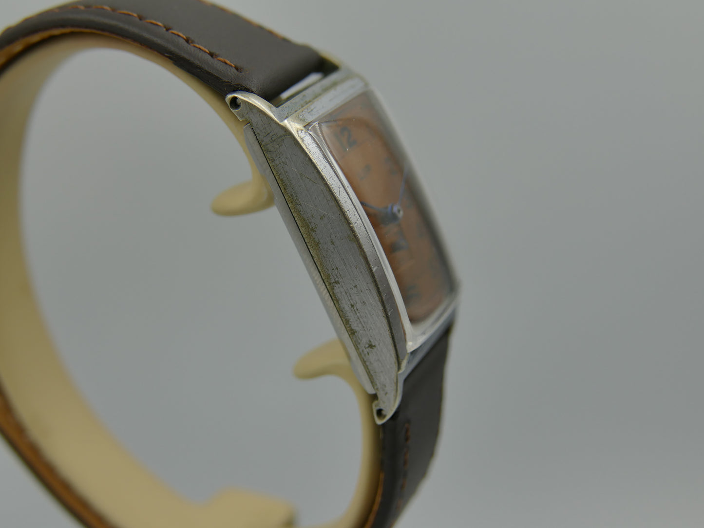 30s vintage watch art deco LIP T18 hand wind Churchill salmon dial serviced