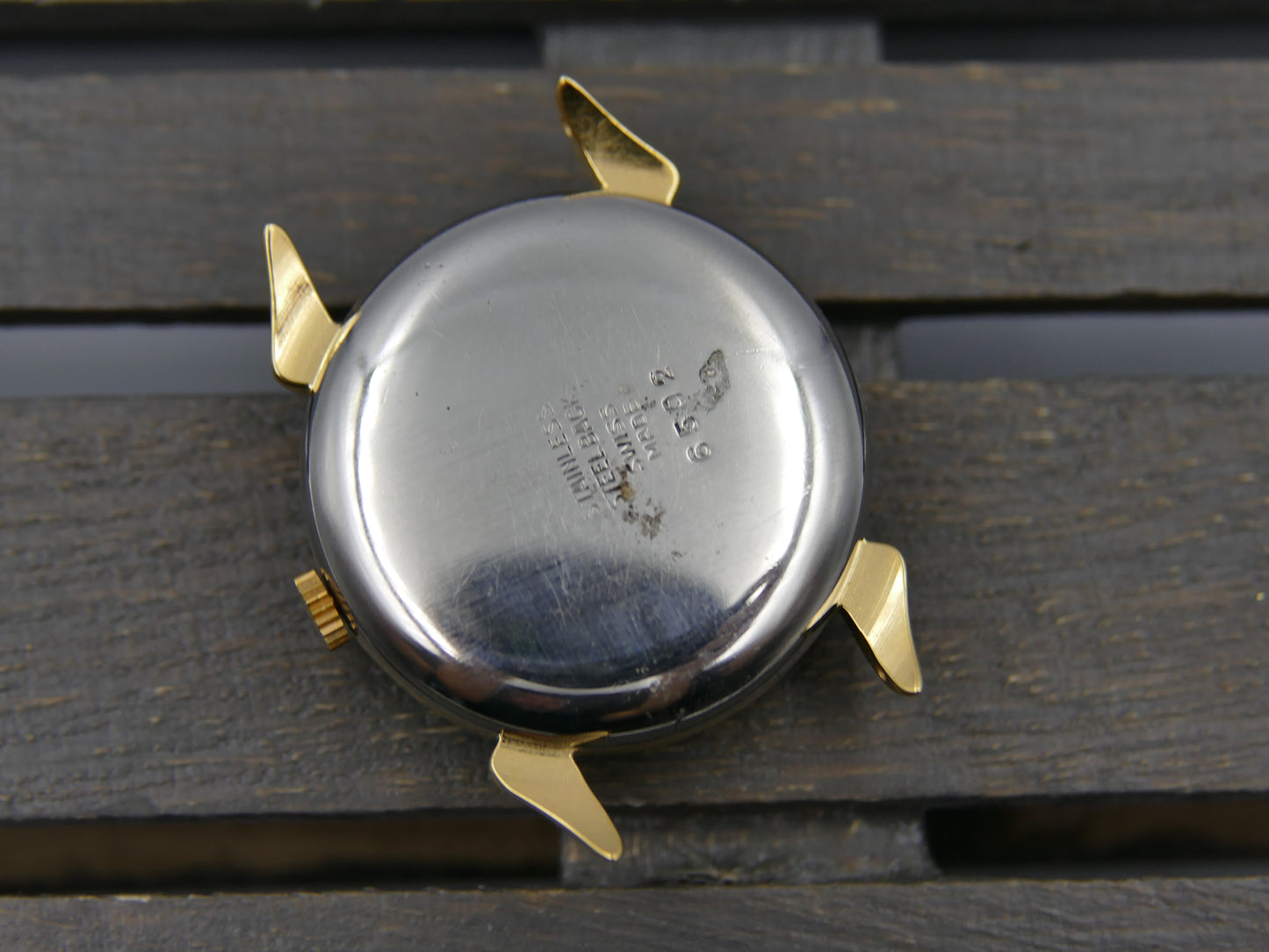 40s vintage watch Roamer ref 6502 crab lugs hand wind MST 372 two tone