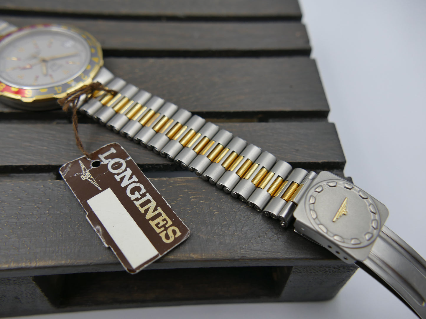 80s Vintage watch mens Longines ref 4995 Conquest GMT Quartz NOS