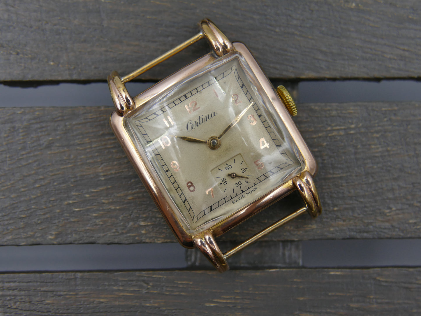 40s vintage watch Certina art deco square KF 300 serviced