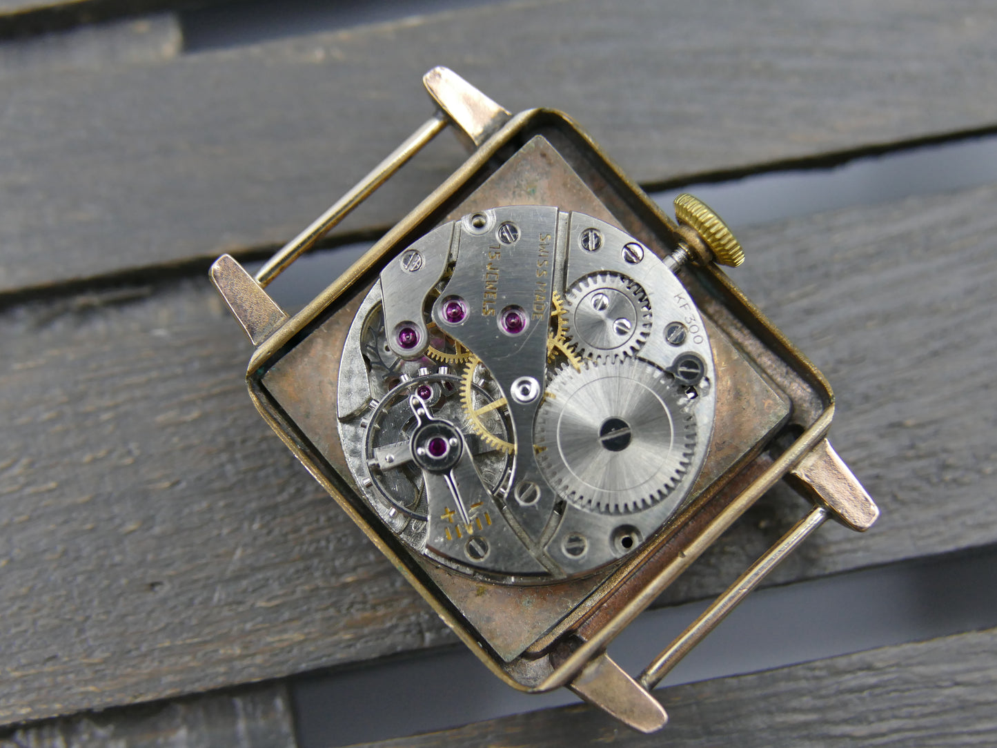 40s vintage watch Certina art deco square KF 300 serviced