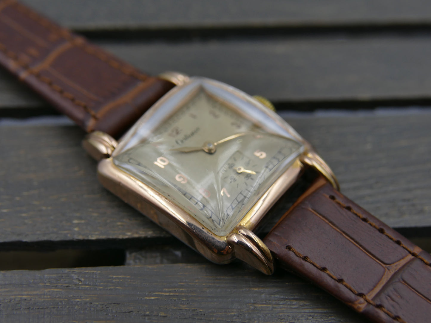 40s vintage watch Certina art deco square KF 300 serviced