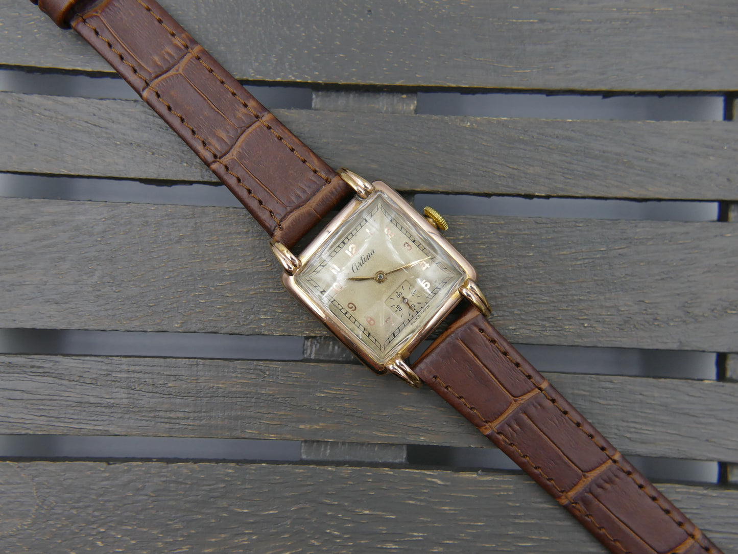 40s vintage watch Certina art deco square KF 300 serviced