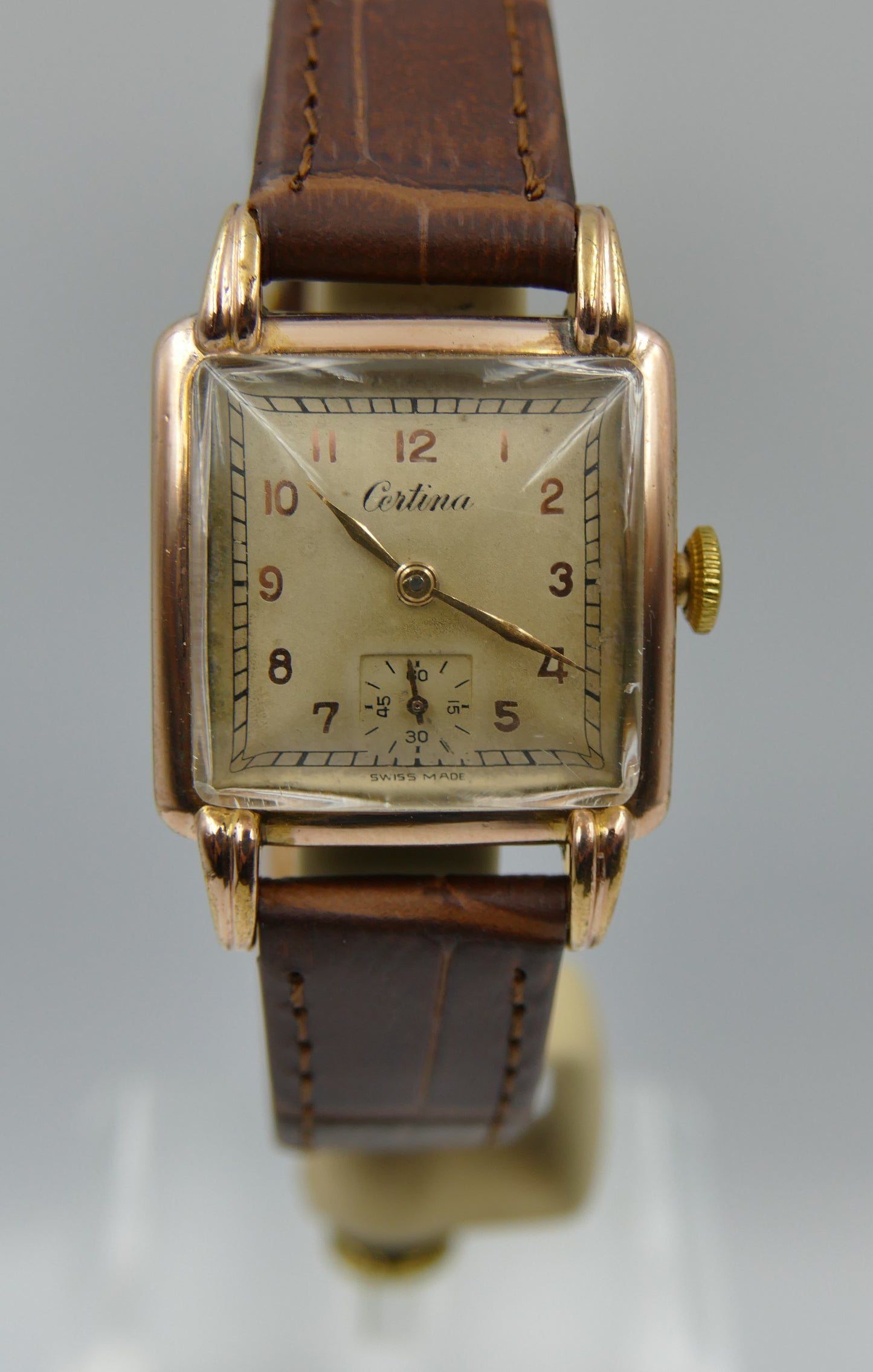 40s vintage watch Certina art deco square KF 300 serviced