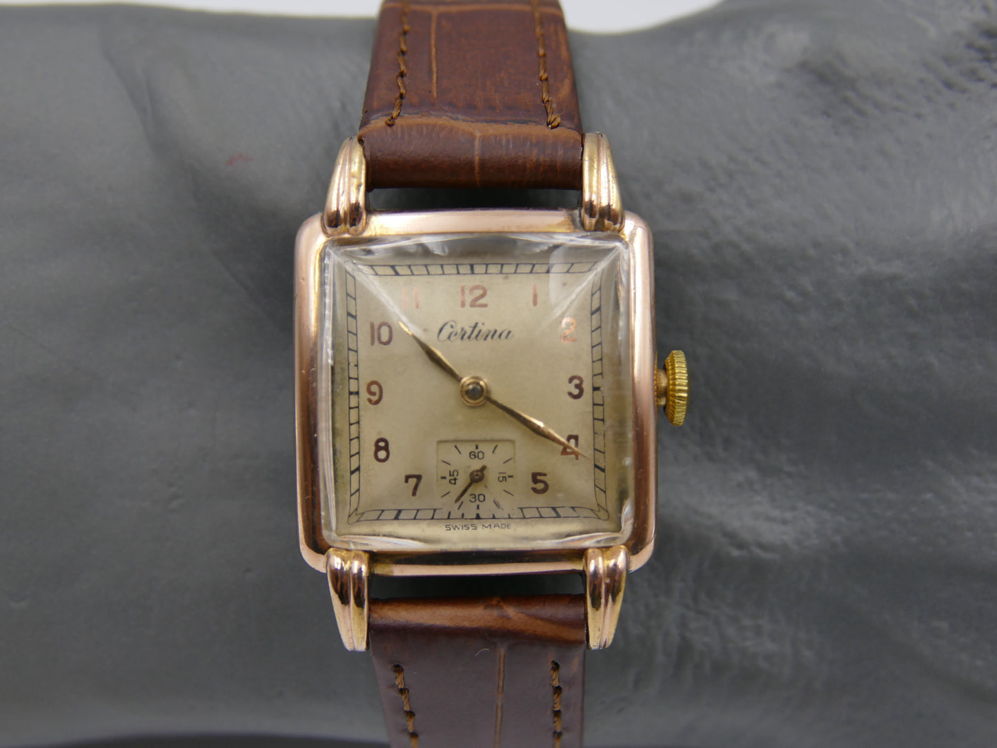 40s vintage watch Certina art deco square KF 300 serviced