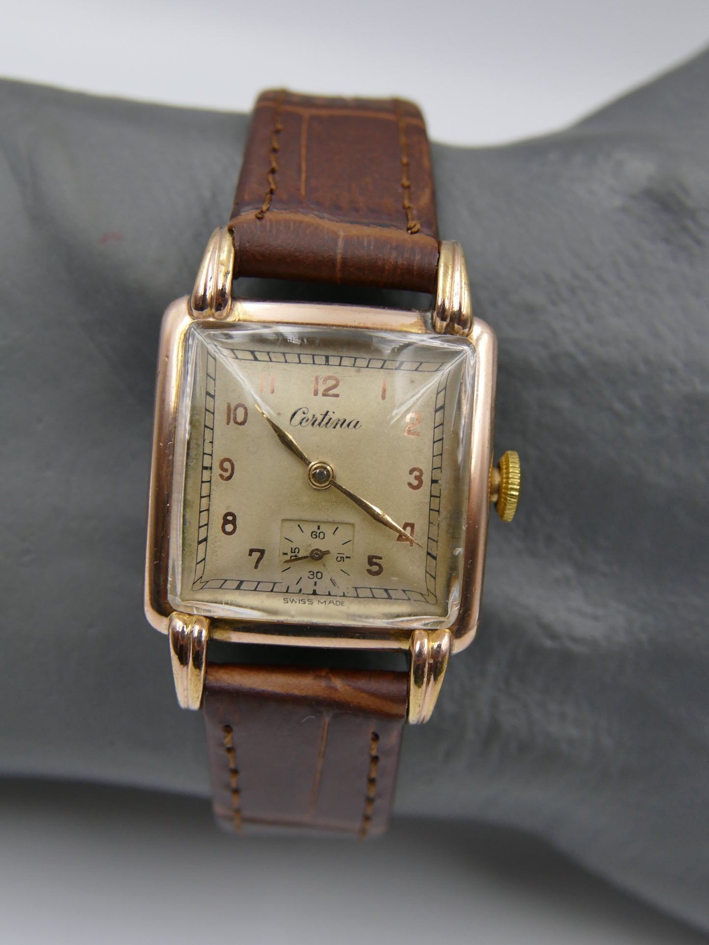40s vintage watch Certina art deco square KF 300 serviced