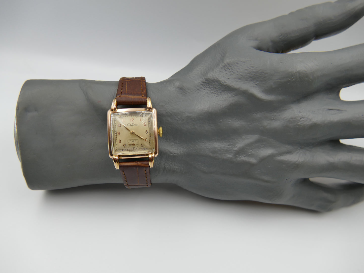 40s vintage watch Certina art deco square KF 300 serviced