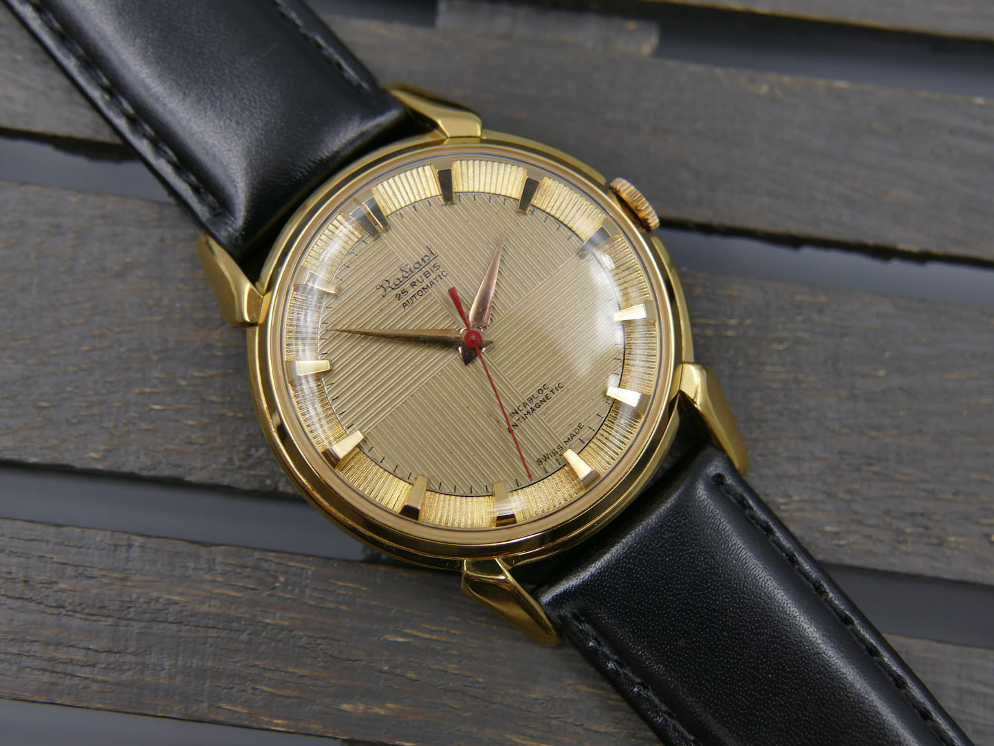 50s vintage watch mens Radiant felsa 690 Bidynator jumbo 37mm