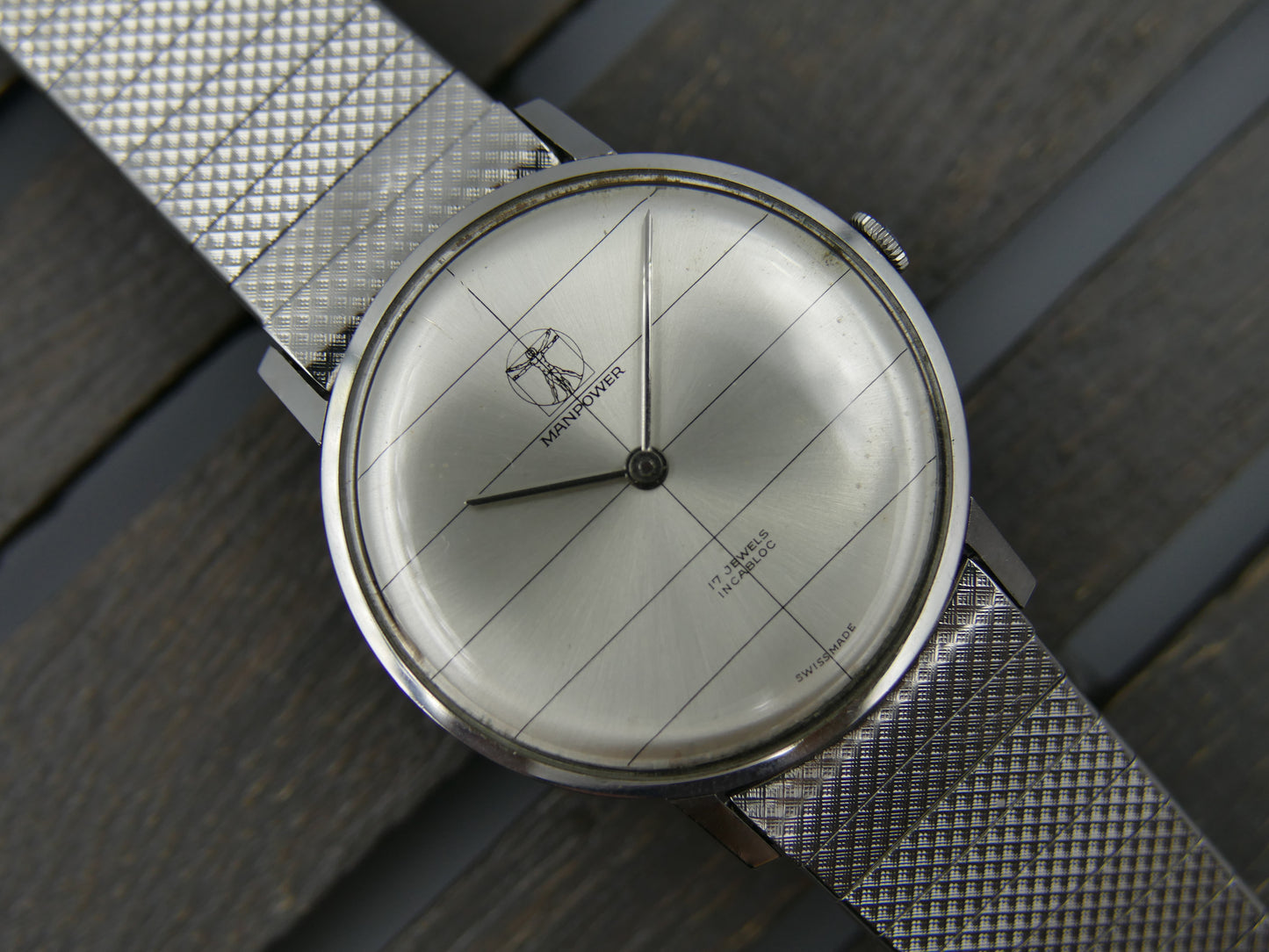 60s vintage watch mens Manpower hand wind Peseux 320 ultra thin serviced