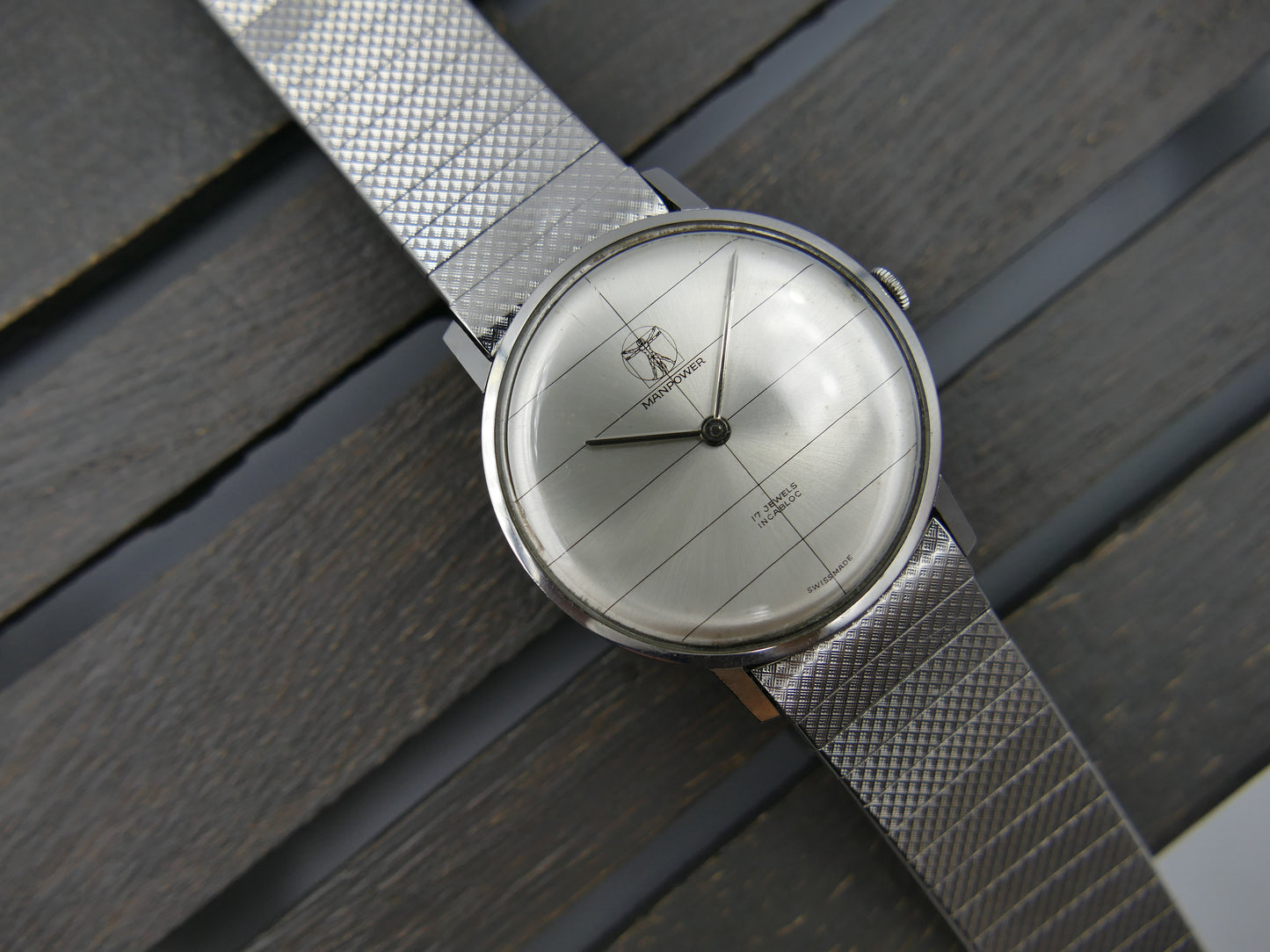 60s vintage watch mens Manpower hand wind Peseux 320 ultra thin serviced