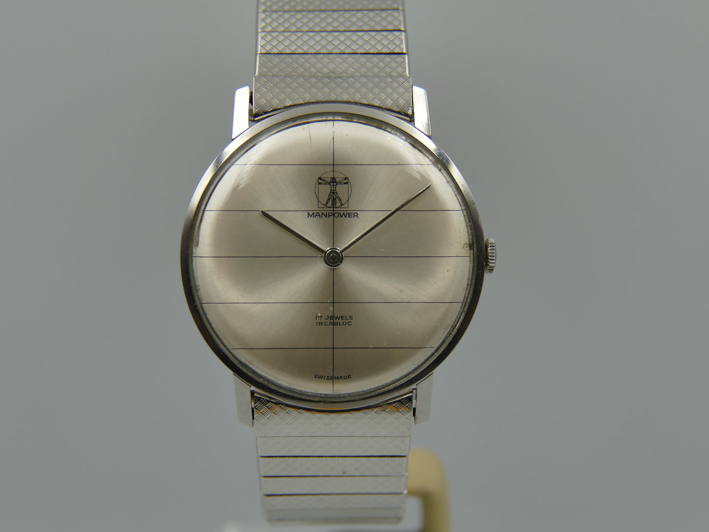 60s vintage watch mens Manpower hand wind Peseux 320 ultra thin serviced
