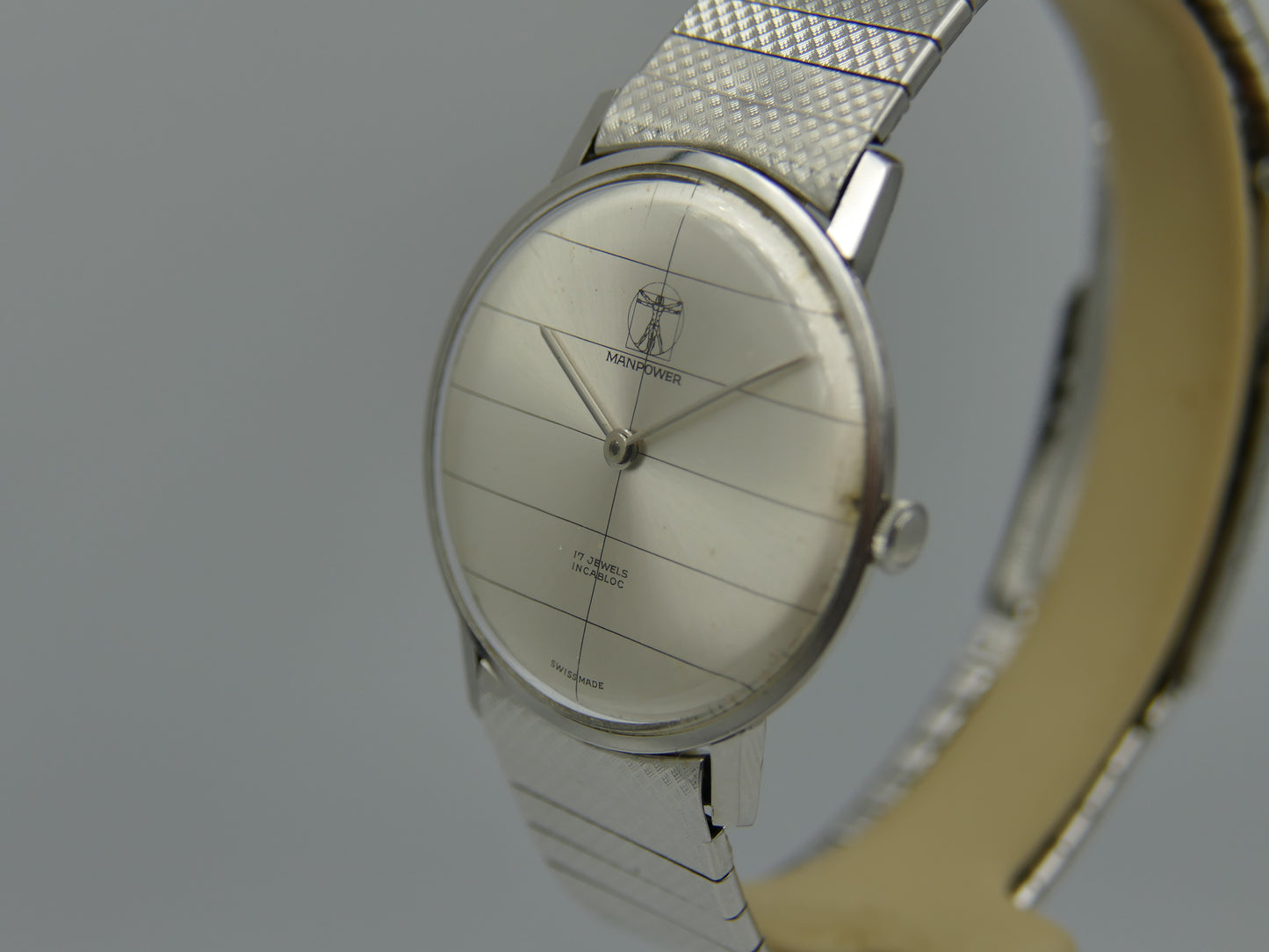 60s vintage watch mens Manpower hand wind Peseux 320 ultra thin serviced