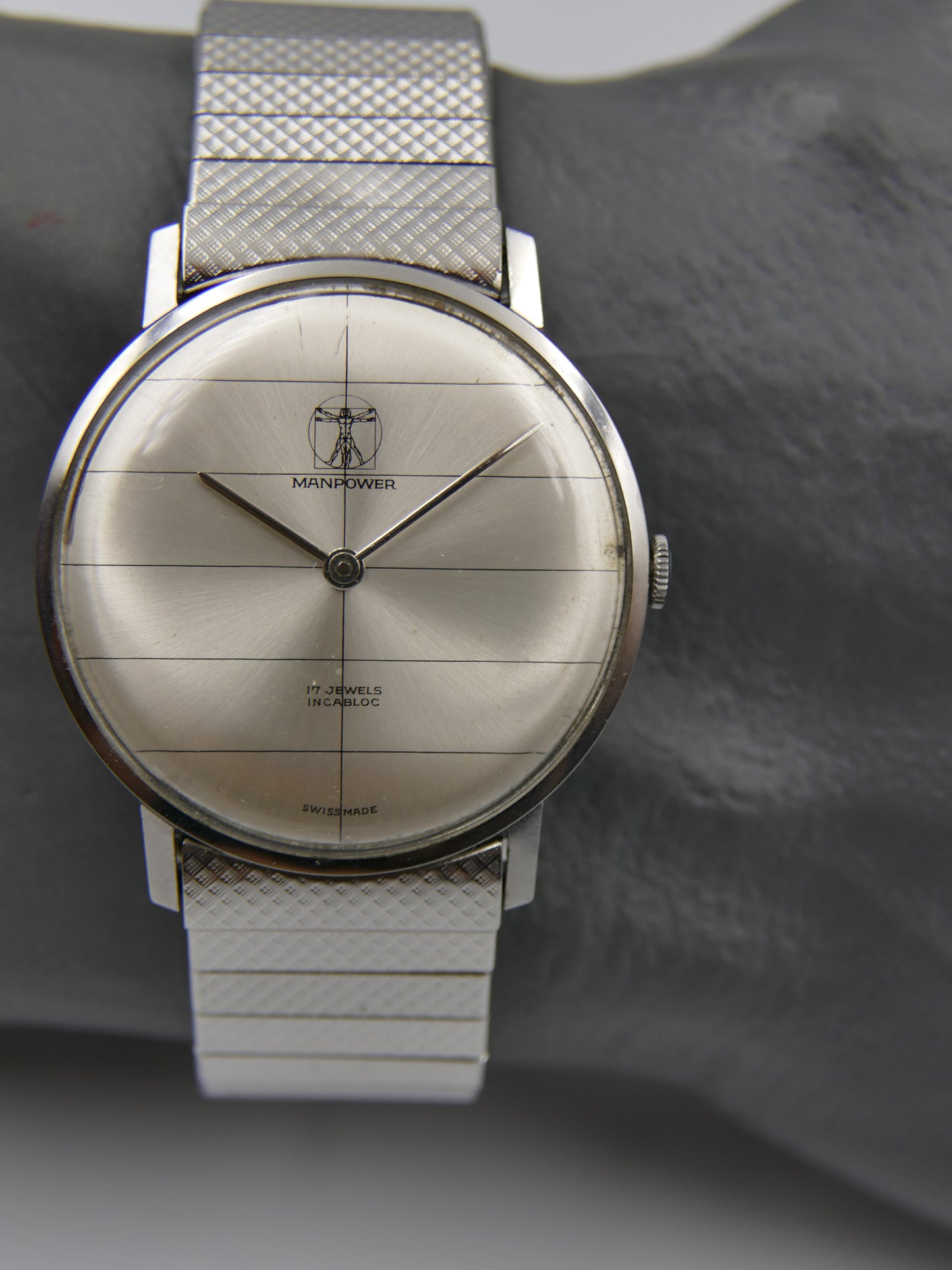 60s vintage watch mens Manpower hand wind Peseux 320 ultra thin serviced